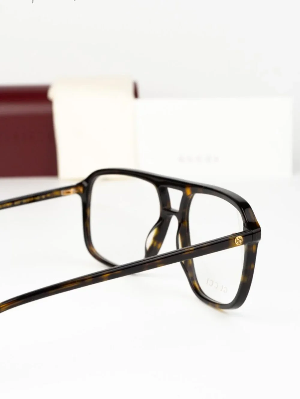 Gucci Men Eyeglasses Havana Demo Pilot GG1078O 003 NEW AUTHENTIC